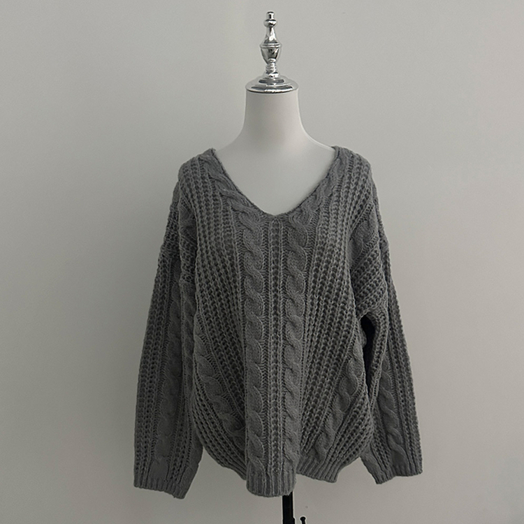 ケーブルVネックルーズフィットニット(5color)