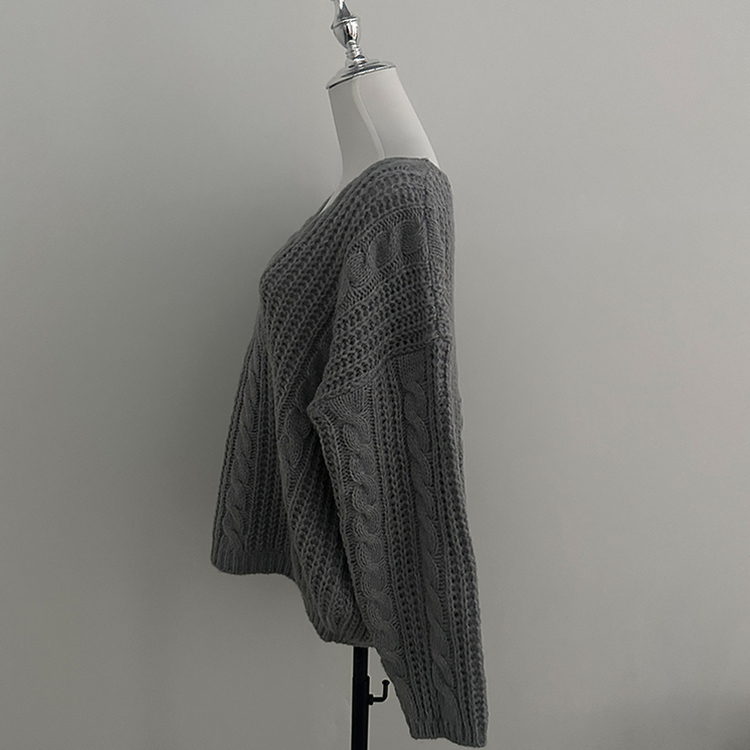 ケーブルVネックルーズフィットニット(5color)