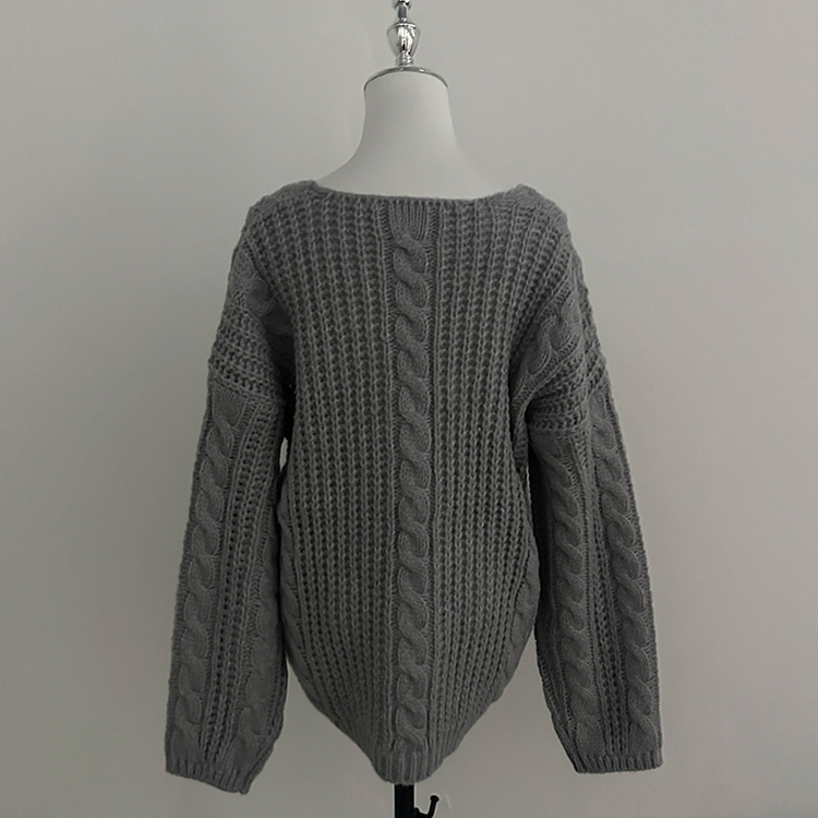 ケーブルVネックルーズフィットニット(5color)