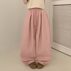 【丈別】【起毛】コーデュロイダブルピンタックトレーニングパンツ(6color) PINK