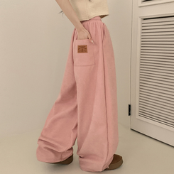 【丈別】【起毛】コーデュロイダブルピンタックトレーニングパンツ(6color) PINK