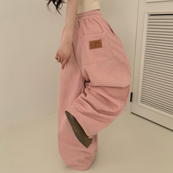 【丈別】【起毛】コーデュロイダブルピンタックトレーニングパンツ(6color) PINK