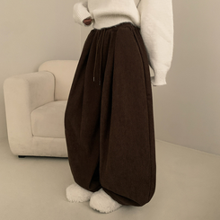 【丈別】【起毛】コーデュロイダブルピンタックトレーニングパンツ(6color) BROWN