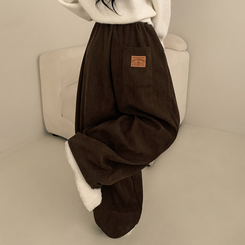 【丈別】【起毛】コーデュロイダブルピンタックトレーニングパンツ(6color) BROWN