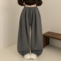 【丈別】【起毛】コーデュロイダブルピンタックトレーニングパンツ(6color) GREY