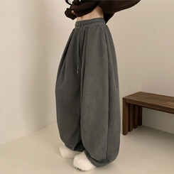 【丈別】【起毛】コーデュロイダブルピンタックトレーニングパンツ(6color) GREY