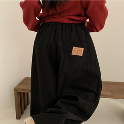 【丈別】【起毛】コーデュロイダブルピンタックトレーニングパンツ(6color) BLACK