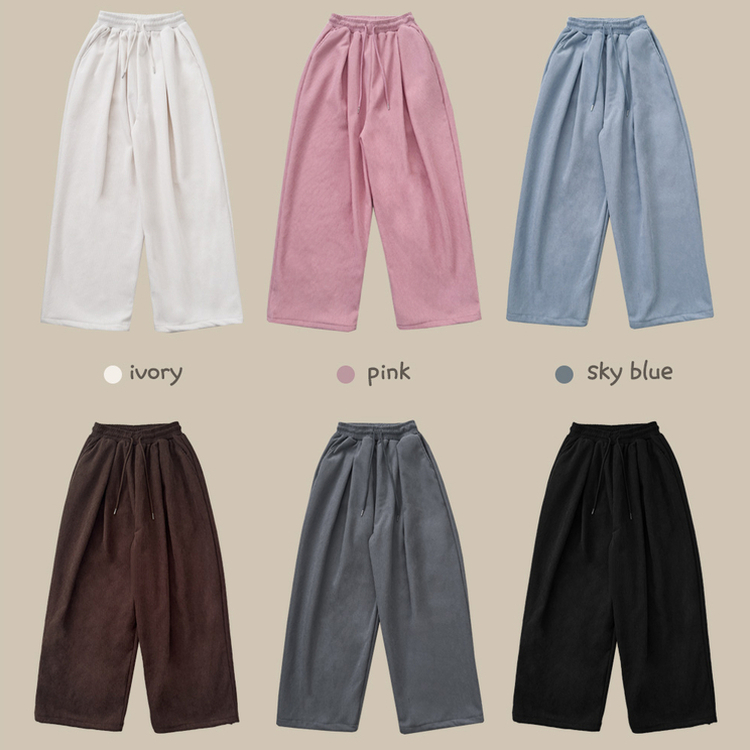 【丈別】【起毛】コーデュロイダブルピンタックトレーニングパンツ(6color)