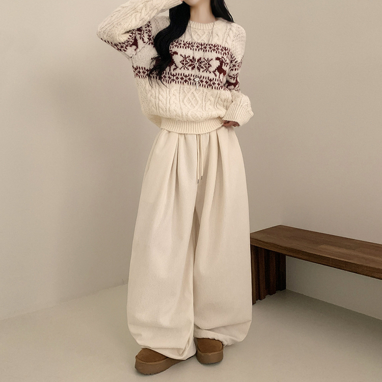 【丈別】【起毛】コーデュロイダブルピンタックトレーニングパンツ(6color) IVORY