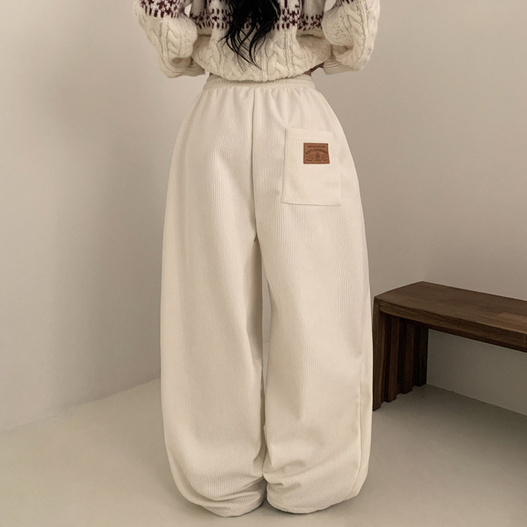 【丈別】【起毛】コーデュロイダブルピンタックトレーニングパンツ(6color) IVORY