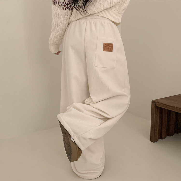 【丈別】【起毛】コーデュロイダブルピンタックトレーニングパンツ(6color) IVORY