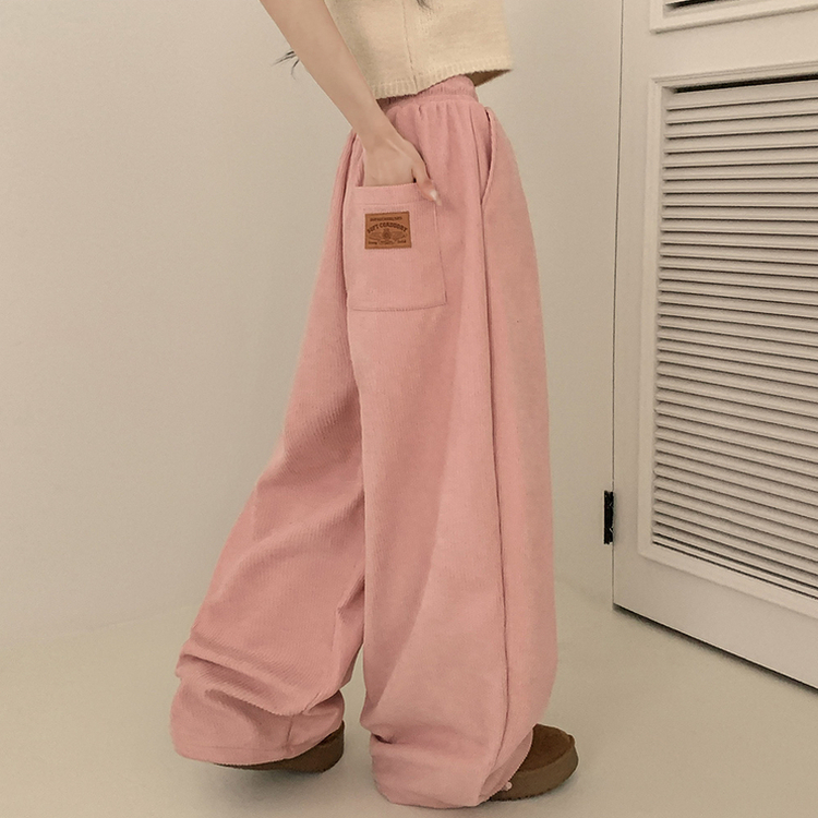 【丈別】【起毛】コーデュロイダブルピンタックトレーニングパンツ(6color) PINK