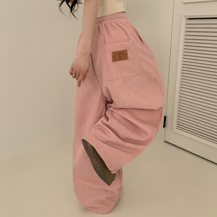 【丈別】【起毛】コーデュロイダブルピンタックトレーニングパンツ(6color) PINK