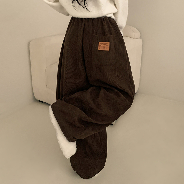 【丈別】【起毛】コーデュロイダブルピンタックトレーニングパンツ(6color) BROWN