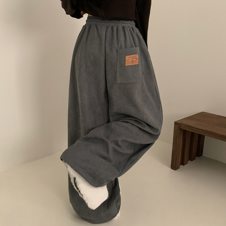 【丈別】【起毛】コーデュロイダブルピンタックトレーニングパンツ(6color) GREY