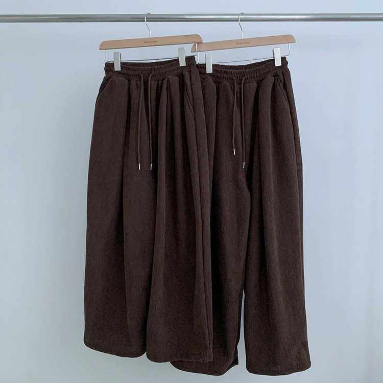 【丈別】【起毛】コーデュロイダブルピンタックトレーニングパンツ(6color)