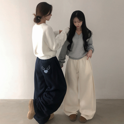 バックドットハート刺繍トレーニングパンツ(5color) IVORY