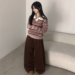 バックドットハート刺繍トレーニングパンツ(5color) BROWN