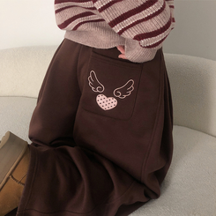 バックドットハート刺繍トレーニングパンツ(5color) BROWN