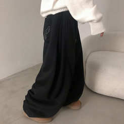 バックドットハート刺繍トレーニングパンツ(5color) BLACK