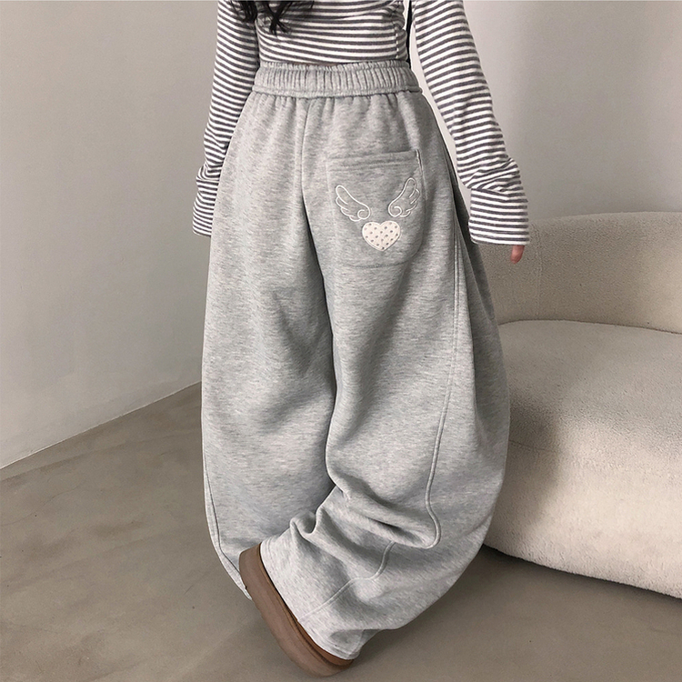 バックドットハート刺繍トレーニングパンツ(5color) GREY