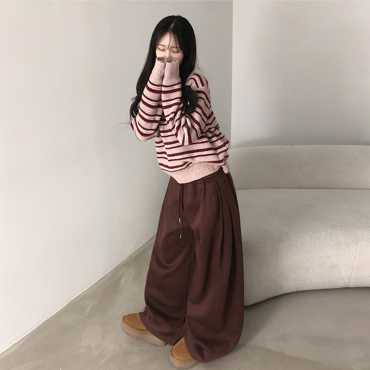 バックドットハート刺繍トレーニングパンツ(5color) BROWN