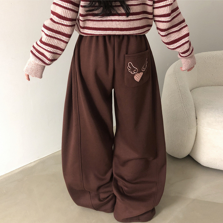 バックドットハート刺繍トレーニングパンツ(5color) BROWN