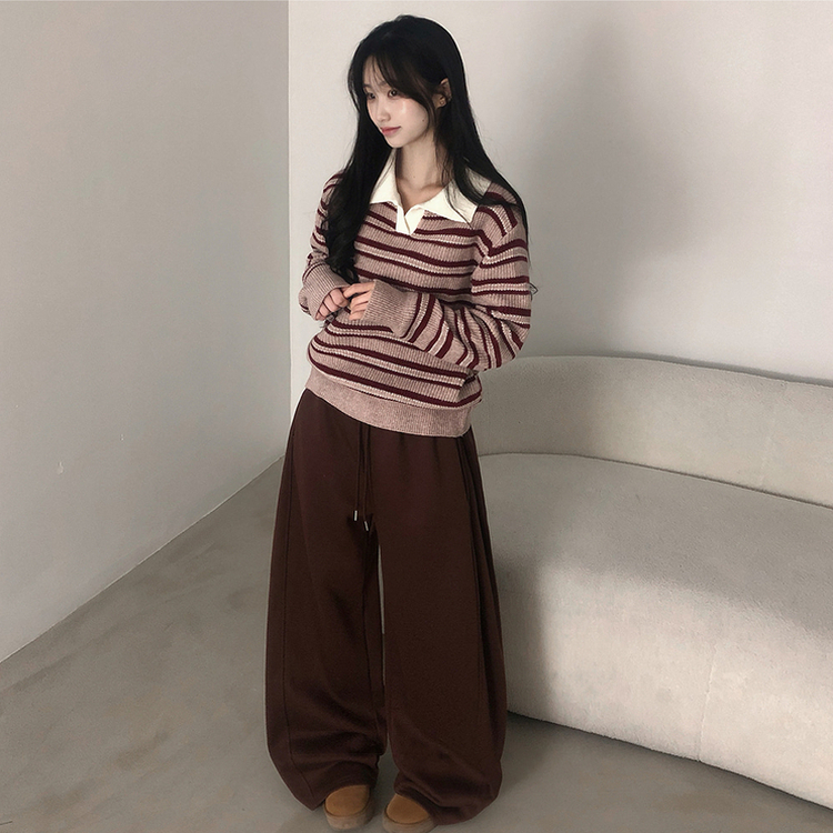 バックドットハート刺繍トレーニングパンツ(5color) BROWN