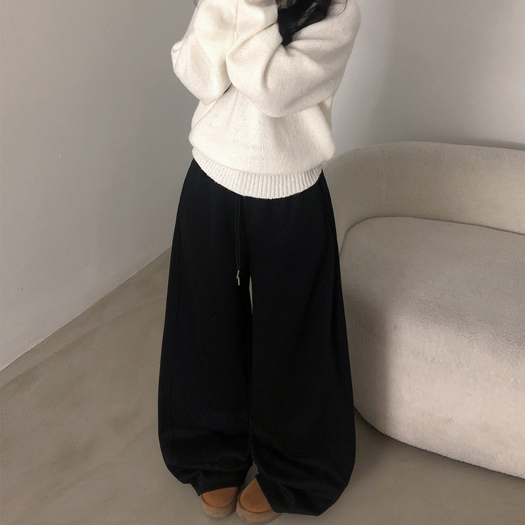 バックドットハート刺繍トレーニングパンツ(5color) BLACK