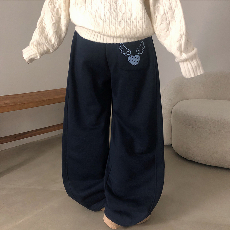 バックドットハート刺繍トレーニングパンツ(5color) NAVY