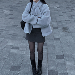 【ベルト付き】【ベルト付き】ベーシックハイウエスミニスカート(6color) CHARCOAL