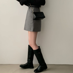 【ベルト付き】【ベルト付き】ベーシックハイウエスミニスカート(6color) GREY