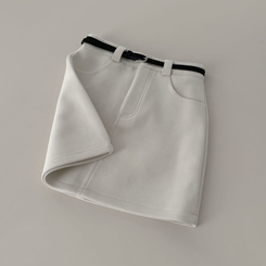 【ベルト付き】【ベルト付き】ベーシックハイウエスミニスカート(6color)