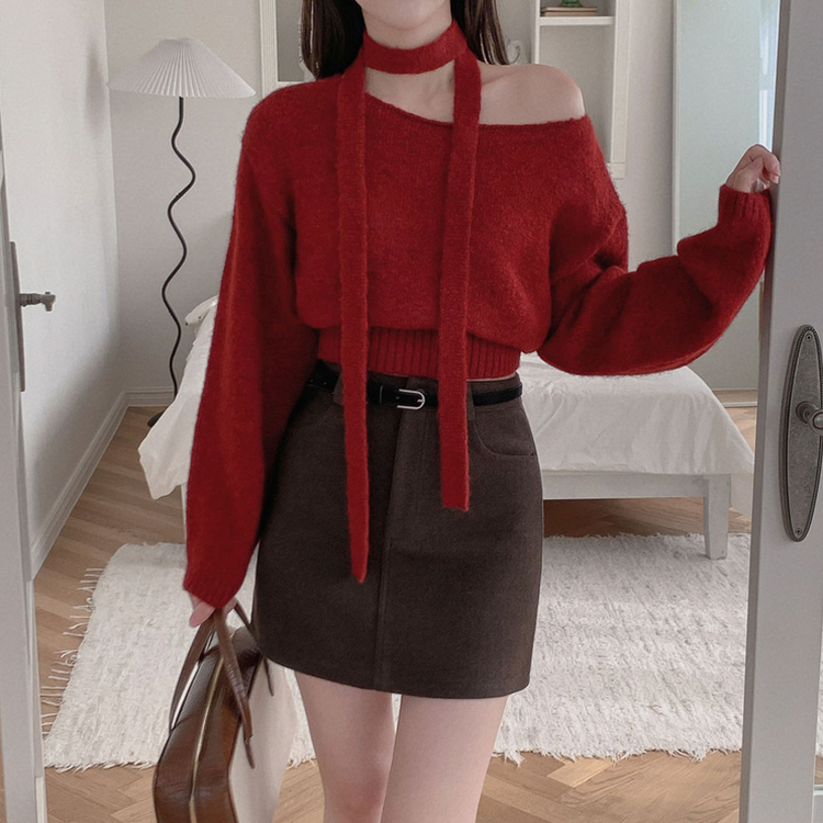 【ベルト付き】【ベルト付き】ベーシックハイウエスミニスカート(6color) BROWN