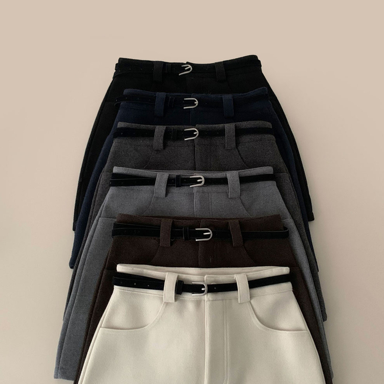 【ベルト付き】【ベルト付き】ベーシックハイウエスミニスカート(6color)