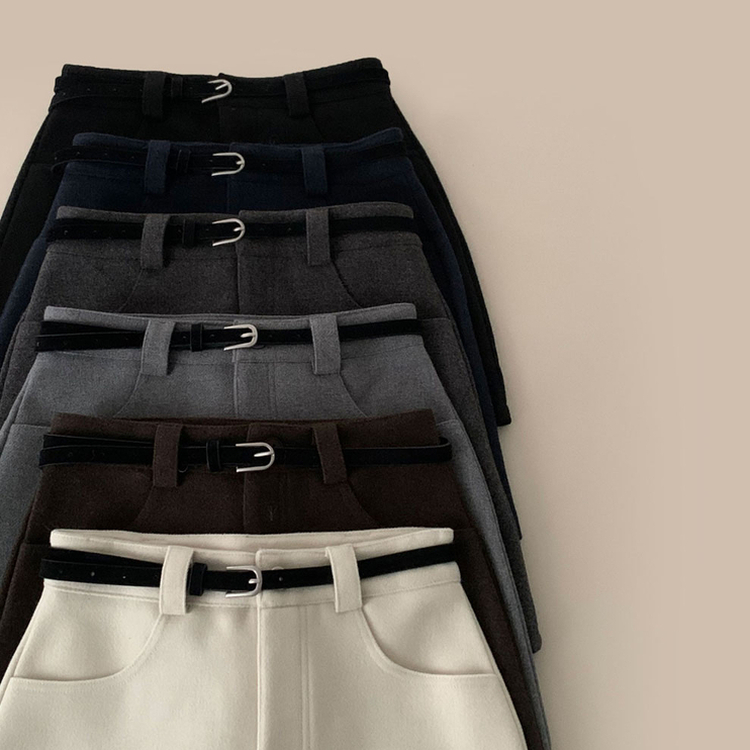 【ベルト付き】【ベルト付き】ベーシックハイウエスミニスカート(6color)