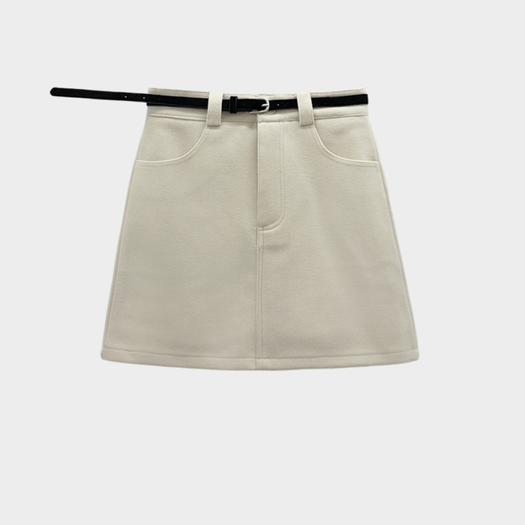 【ベルト付き】【ベルト付き】ベーシックハイウエスミニスカート(6color)