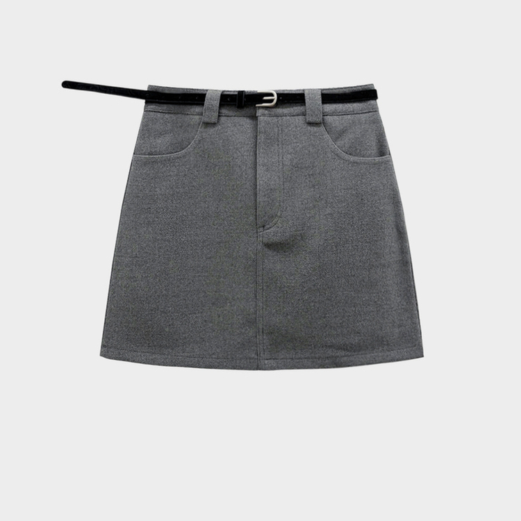 【ベルト付き】【ベルト付き】ベーシックハイウエスミニスカート(6color)