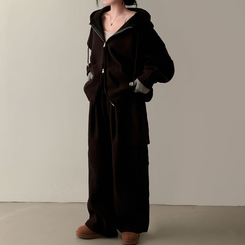 【SET】【起毛】コーデュロイトレーニングセットアップ BLACK