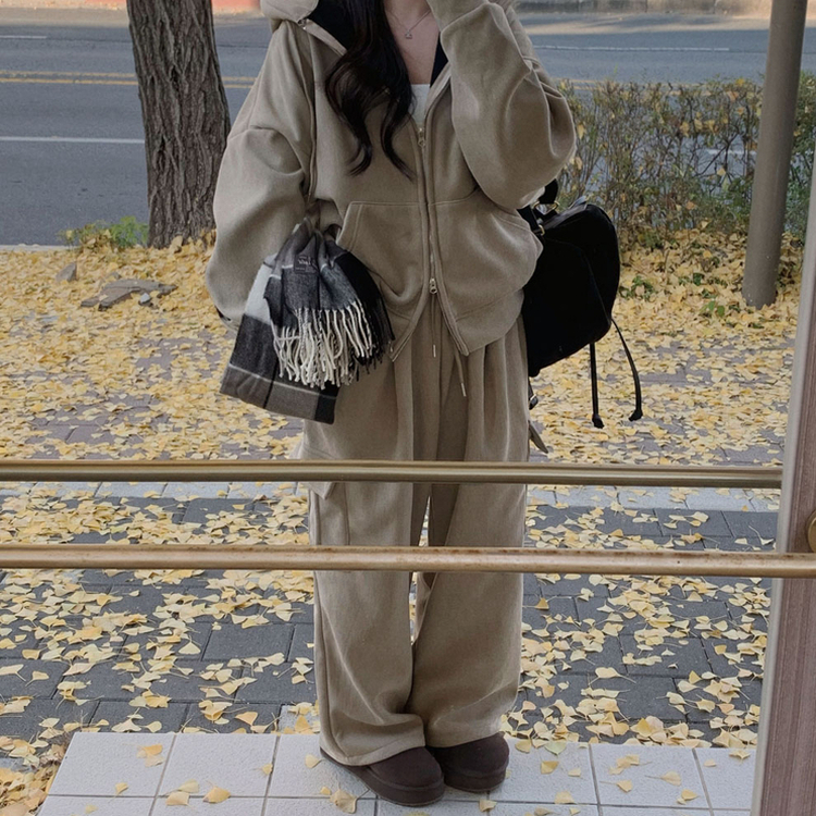 【SET】【起毛】コーデュロイトレーニングセットアップ BEIGE