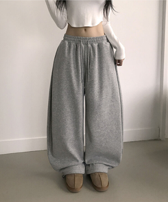 【起毛】スターワイドサイドピンタックトレーニングパンツ GREY