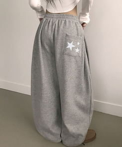 【起毛】スターワイドサイドピンタックトレーニングパンツ GREY