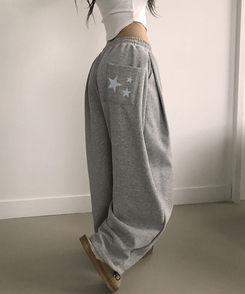 【起毛】スターワイドサイドピンタックトレーニングパンツ GREY