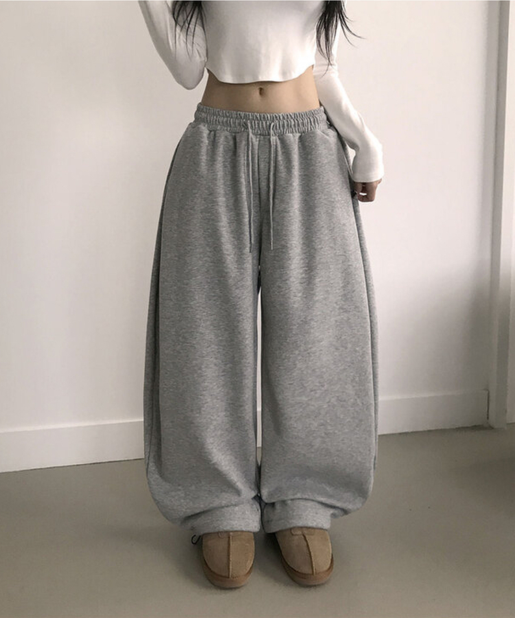 【起毛】スターワイドサイドピンタックトレーニングパンツ GREY