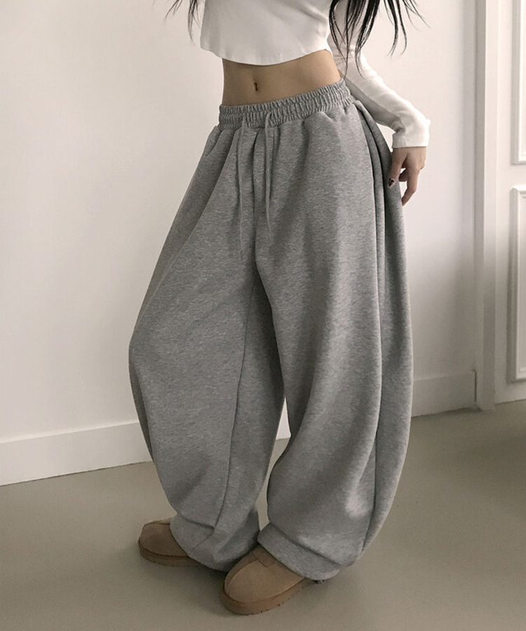 【起毛】スターワイドサイドピンタックトレーニングパンツ GREY