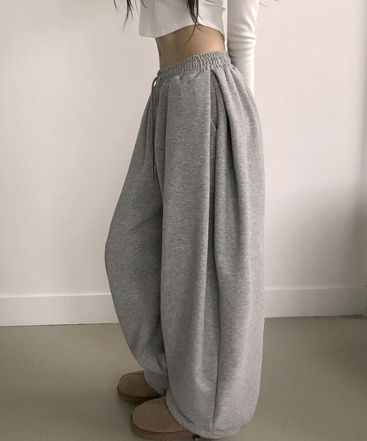 【起毛】スターワイドサイドピンタックトレーニングパンツ GREY