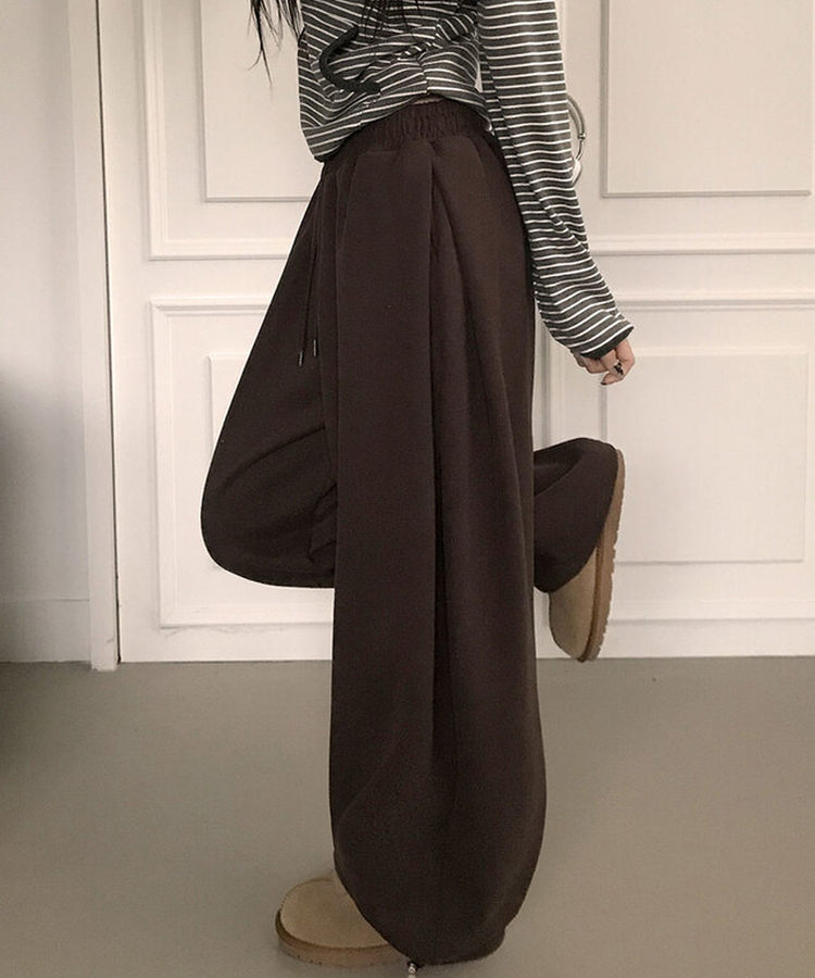 【起毛】スターワイドサイドピンタックトレーニングパンツ BROWN