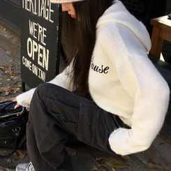 レタリングフードウールニット IVORY