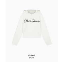 レタリングフードウールニット