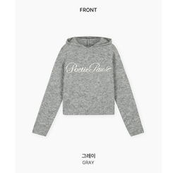 レタリングフードウールニット